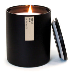 Calyan Wax Co. Aspen & Fog candle in premium soy wax, delivering long-lasting ambiance