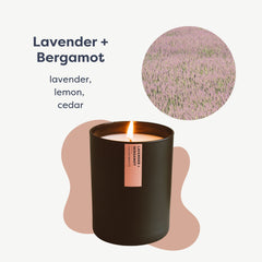 Close-up of the wick on Calyan Lavender & Bergamot candle for clean burn