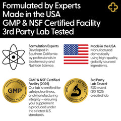 Campio label close-up shows GMP and NSF quality