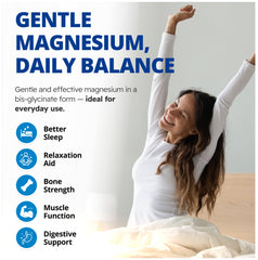 CanPrev Magnesium BisGlycinate 200mg capsules inside blister, easy to take with meals.