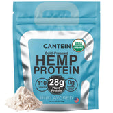 Cantein organic hemp protein powder bottle, a clean plant protein option for daily shakes.
