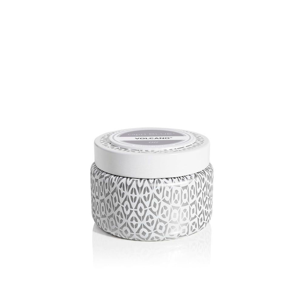 Capri Blue Volcano travel tin white jar for travel-friendly luxury ambiance.