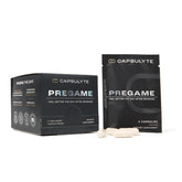 CAPSULYTE Pregame bottle front view showing the alcohol aid formula for party recovery.