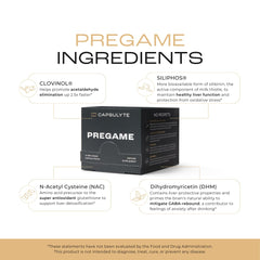 CAPSULYTE Pregame capsules close-up emphasizing the dose for nightly use.