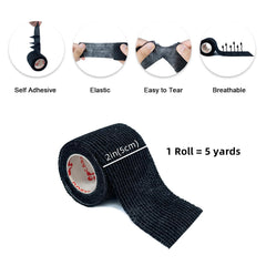 CARBOU bandage wrap black roll provides secure, breathable protection for sports injuries