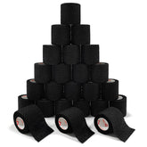 CARBOU bandage wrap blue roll demonstrates quick self-adhesive support for injuries during activity