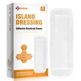 Carbou Island Dressing bordered gauze 4x10 with non-stick center for gentle wound protection.