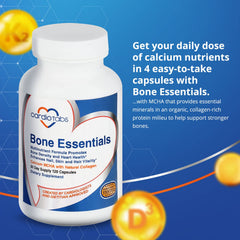 Cardiotabs Bone Essentials capsules shown for daily calcium supplementation