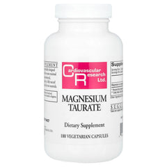 Cardiovascular Research Magnesium Taurate bottle with creamy white capsules for daily mineral support