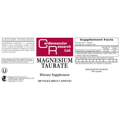 Cardiovascular Research magnesium taurate 125mg label with clear dosage guidance.
