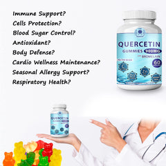 Care 4 Harmony Quercetin Gummies label emphasizes vegan, organic, pectin-based blend.