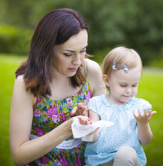 Care Touch box of 4 sets keeps wipes fresh and ready in bags.