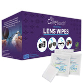Care Touch lens wipes for eyeglasses, 100-count wrapped, portable cleaning on the go.