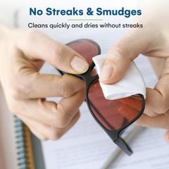 Care Touch sunglasses wipe, safe for coated lenses.