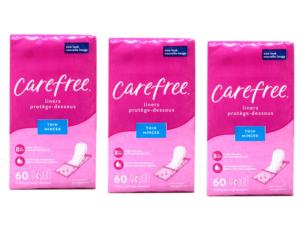 Carefree Acti-Fresh Body Shape pantiliner with soft-thin feel for daily comfort.