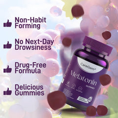 CareGem Sleep Aid label close-up highlighting melatonin and botanicals