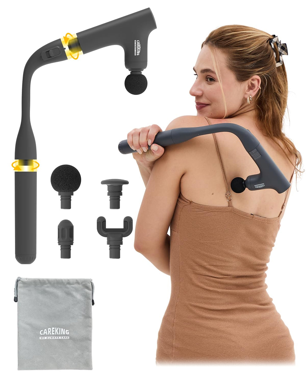 CAREKING WE ALWAYS CARE back massager with extended handle for easy reach and targeted relief