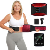 CAREMORR cordless red-light therapy belt in action for portable comfort