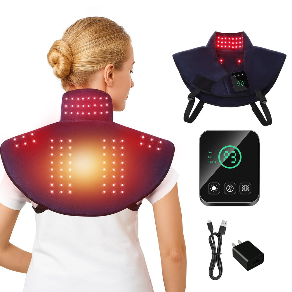 CAREMORR cordless red light therapy neck and shoulder wrap for daily comfort