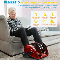 CARESKYpro foot massager heat levels display showing adjustable warmth.