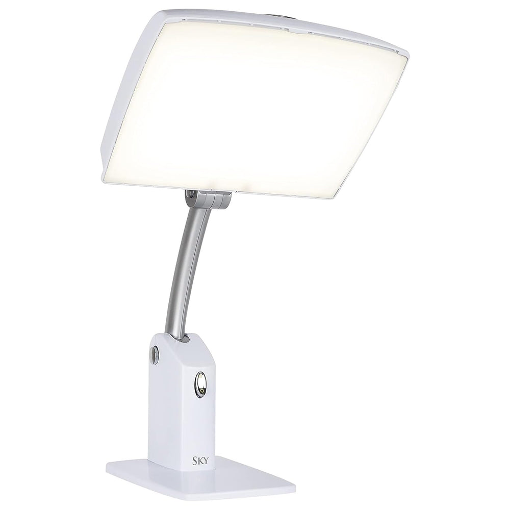 Carex Day-Light Sky lamp front view, compact desk-friendly design for daily use.
