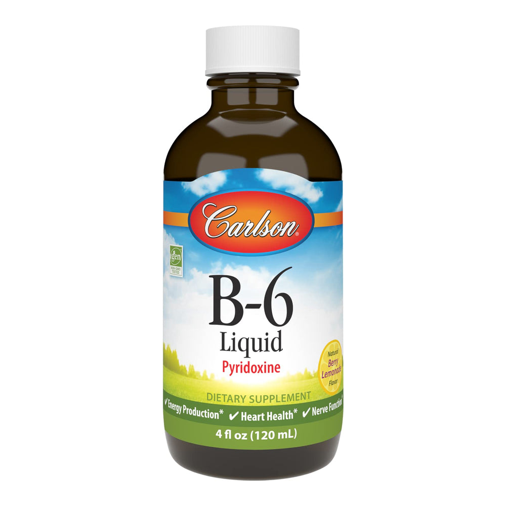 Carlson B-6 Liquid bottle, convenient alternative to pills for vitamin B-6.
