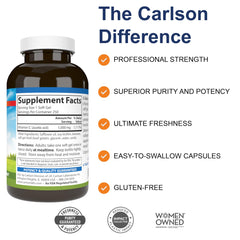 Carlson C-Gels softgels pouring image shows easy daily intake for busy lifestyles.