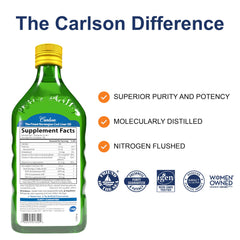 Carlson cod liver oil pour demonstrates easy daily omega-3 intake.