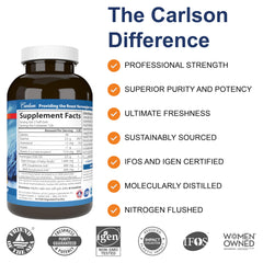 Carlson Elite Omega-3 Gems lemon softgel pour showing easy dosing.