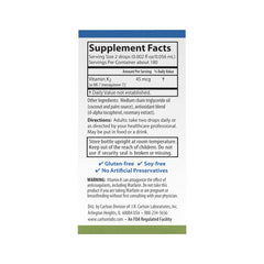 Carlson K2 MK7 label shows 45 mcg per serving for clarity.