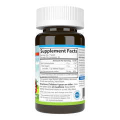 Carlson Kid's Chewable Iron bottle back label highlights iron content and directions.