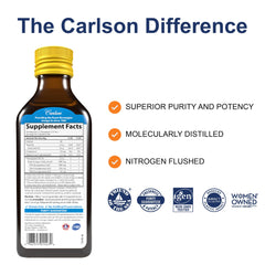 CarlsonKids fish oil lemon bottle pour demonstrates easy dispensing for daily servings.
