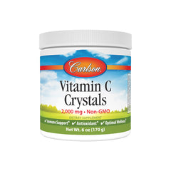 Carlson Non-GMO Vitamin C crystals in jar front for everyday use.