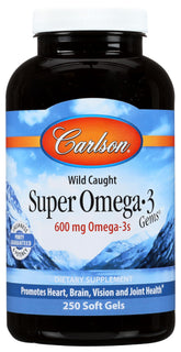 Carlson Super Omega-3 Gems bottle front—wild-caught, sustainably sourced omega-3s for daily wellness