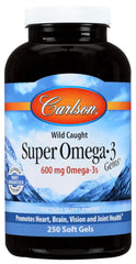 Carlson Super Omega-3 Gems bottle front—wild-caught, sustainably sourced omega-3s for daily wellness