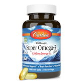Carlson Super Omega-3 Gems bottle front view highlighting Norwegian omega-3 potency for daily wellness.