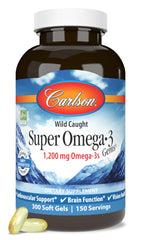 Carlson Super Omega-3 Gems bottle highlighting daily wellness and 1,200 mg omega-3s