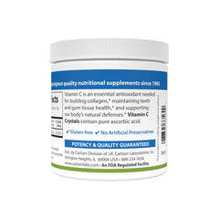 Carlson Vitamin C crystals closeup texture highlights purity and dissolving capability.