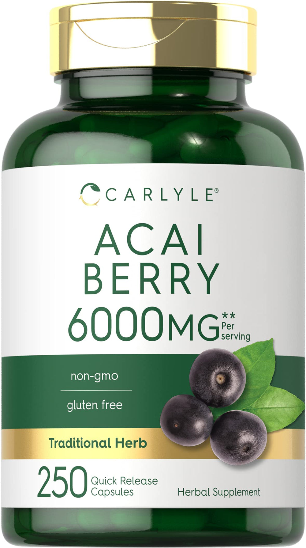 Carlyle Acai Berry Capsules bottle with capsules ready for daily antioxidant support