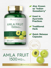 Carlyle Amla: etiqueta que destaca el fruto Amalaki y su origen natural