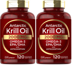 Carlyle Antarctic Krill Oil 2000 mg bottle front view highlights daily strength