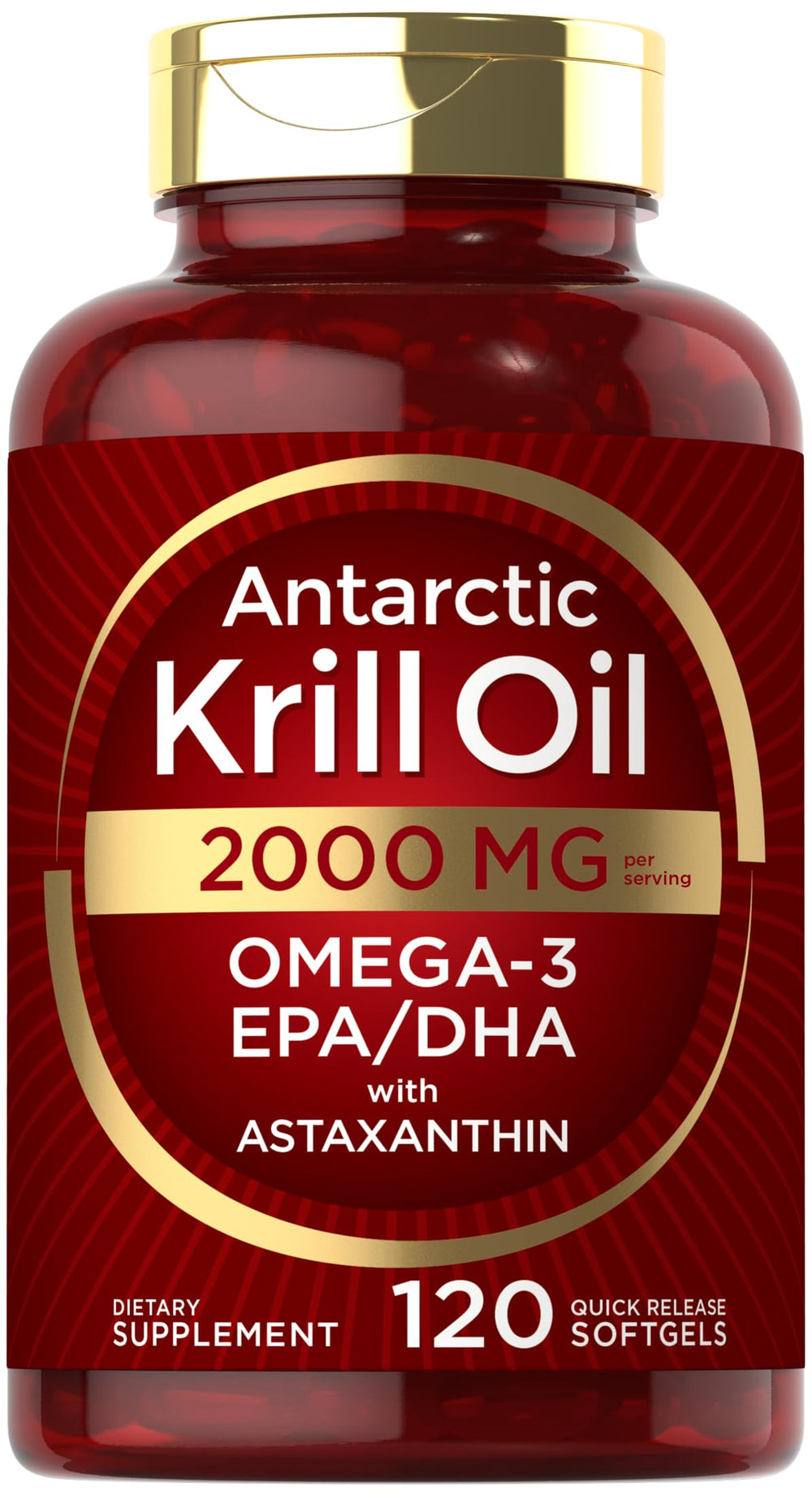 Carlyle Antarctic Krill Oil bottle with labeled capsules for daily omega-3.