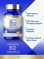Carlyle B12 sublingual berry tablet dissolving quickly