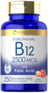 Carlyle B12 sublingual berry tablets for daily wellness on the go