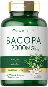 Carlyle Bacopa Capsules bottle showing gluten-free daily wellness support