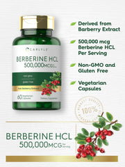 Carlyle Berberine HCL label shows barberry extract origin and quality.