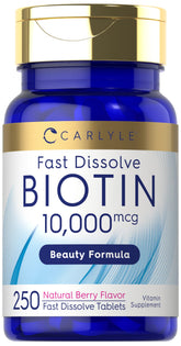 Carlyle Biotin 10000mcg bottle signaling purity and potency