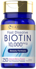 Carlyle Biotin 10000mcg bottle signaling purity and potency
