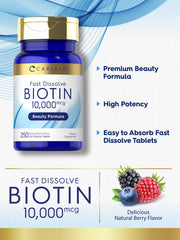 Carlyle Biotin vegetarian formula label highlights pure ingredients