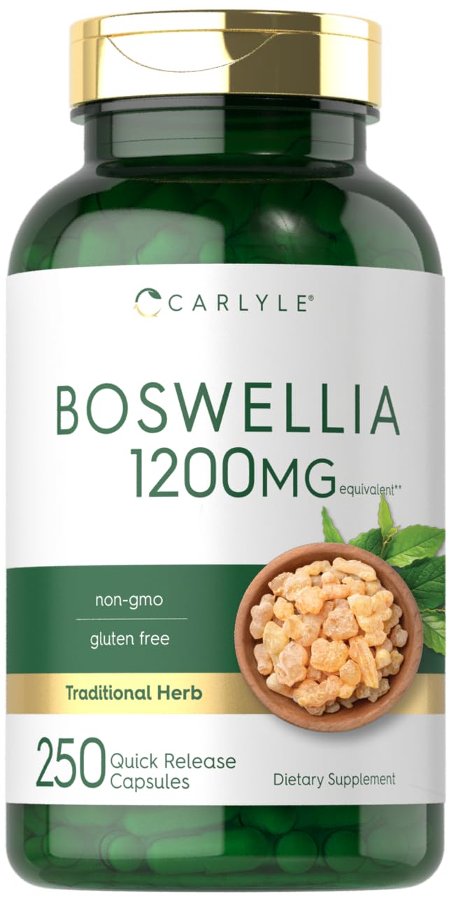 Carlyle Boswellia extract capsules with 1200mg dose for daily use.